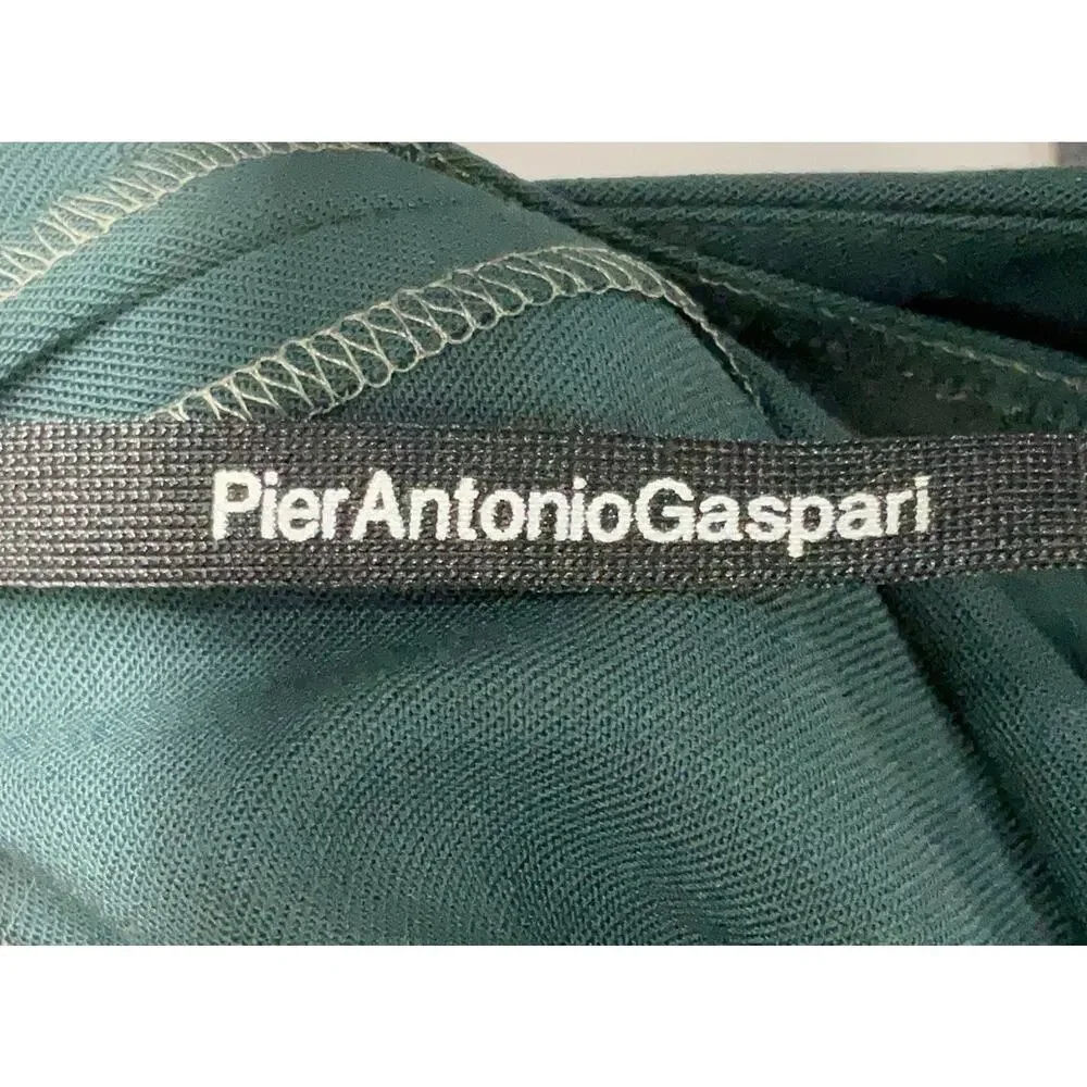 Pier Antonio Gaspari Womens Skirt Wool Leather Green Asymmetrical 6